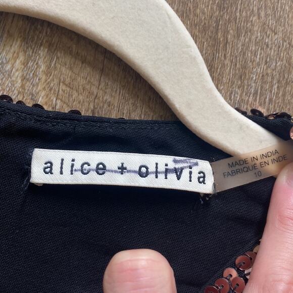 Alice Olivia Natalie Embroidered Sequin Midi Dress Size 10 - Picture 6 of 11